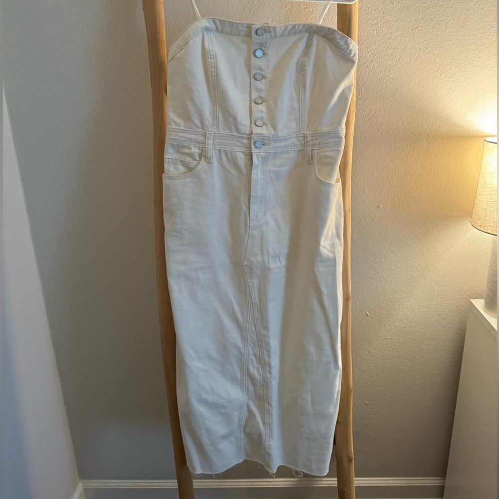 Sincerely Jules - White Denim Strapless Dress